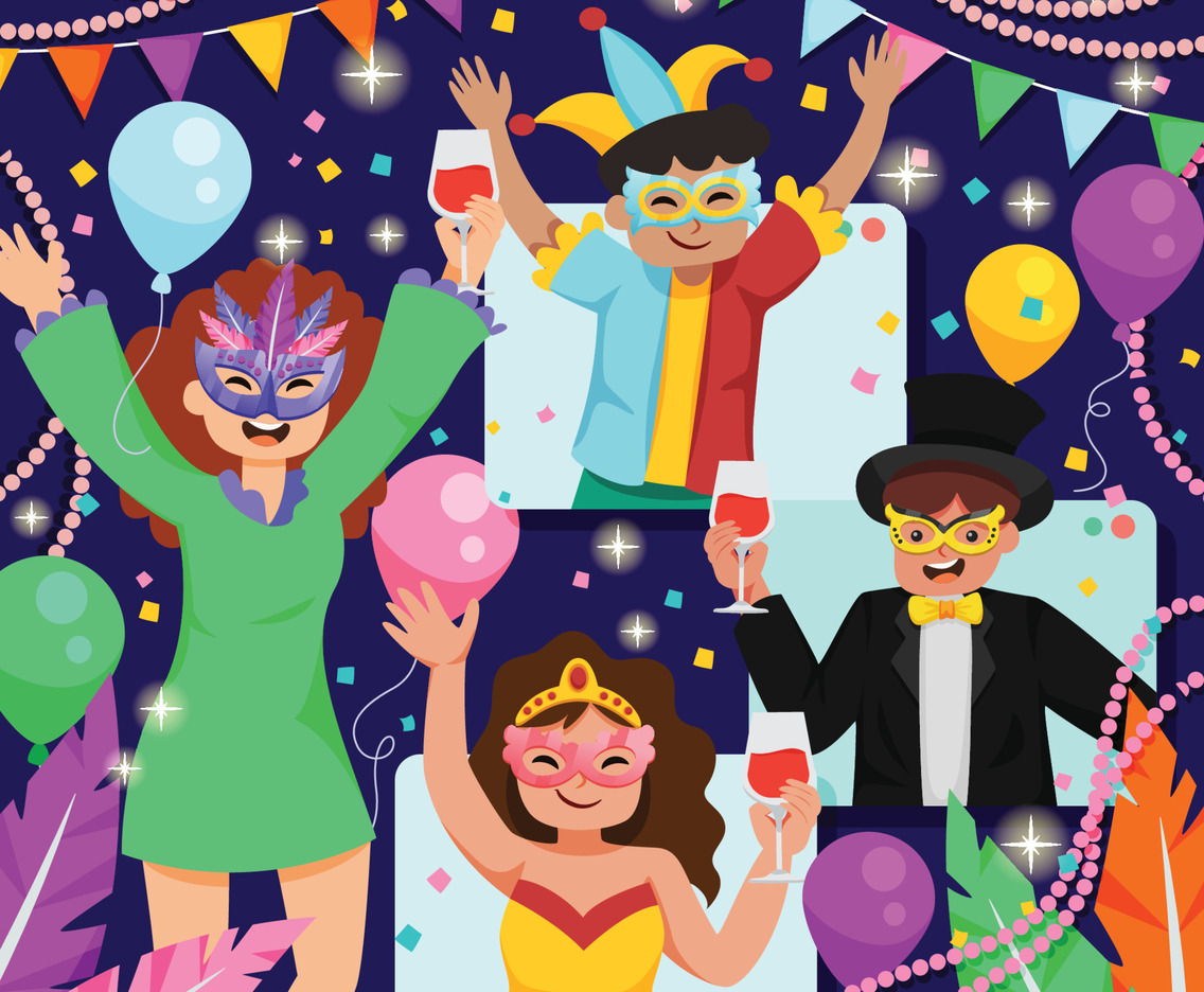 Mardi Gras Celebration on Video Call