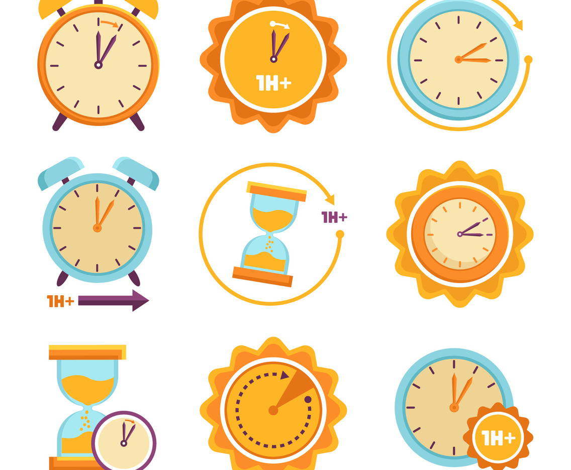 Icons Set of Day Light Saving Time