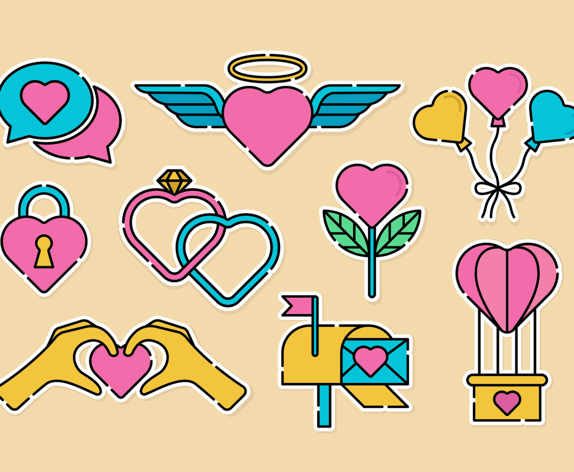 Set of Heart Icons for Valentines Day