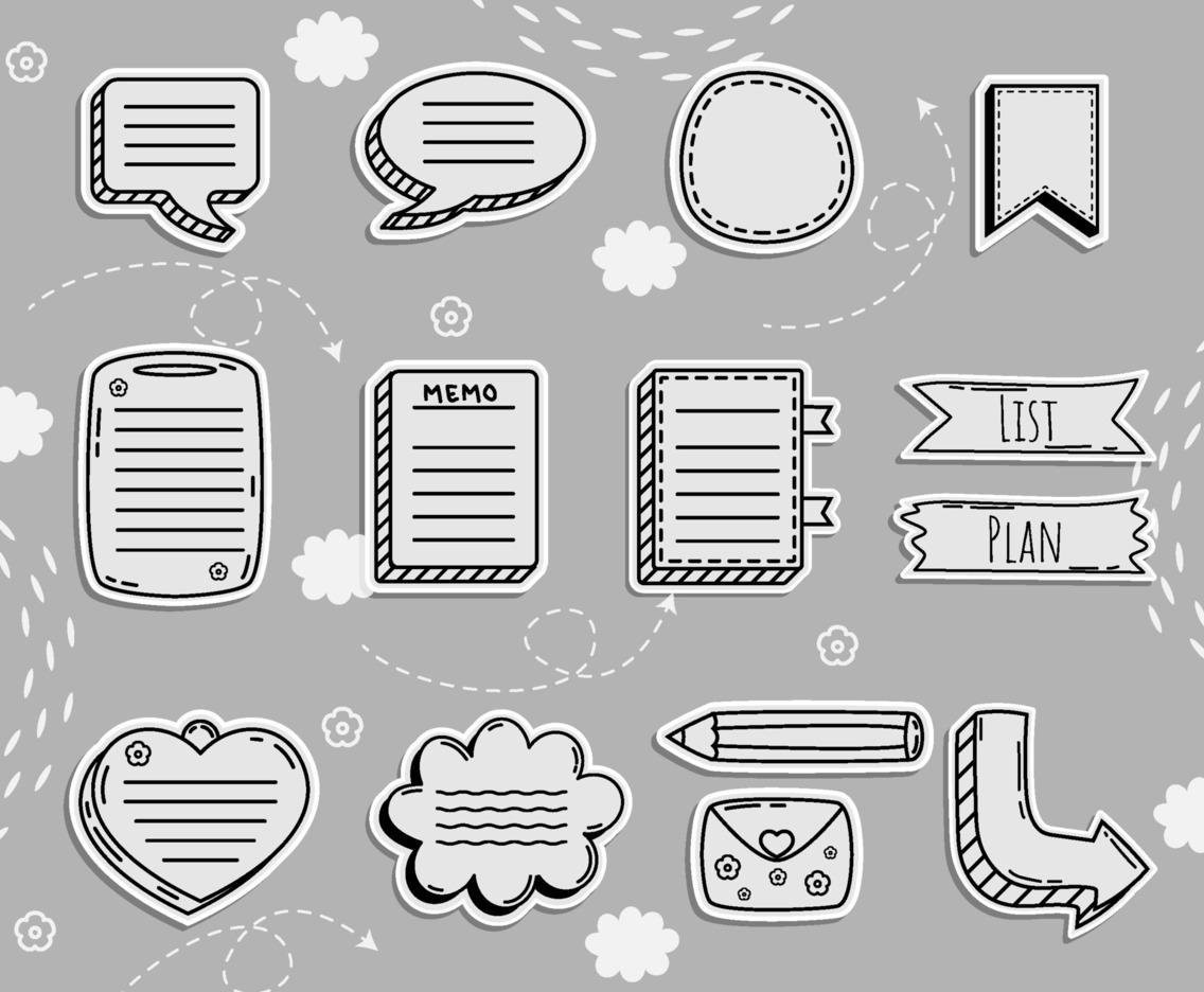 Journal Template Monochrome Sticker