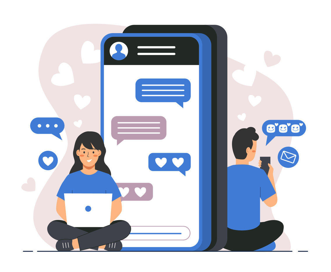 Couple Having an Online Dating Concept