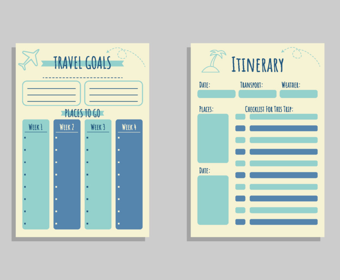 Journal Template Travel Table