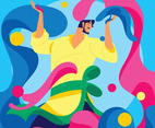 An India Man Dancing at Holi Festival
