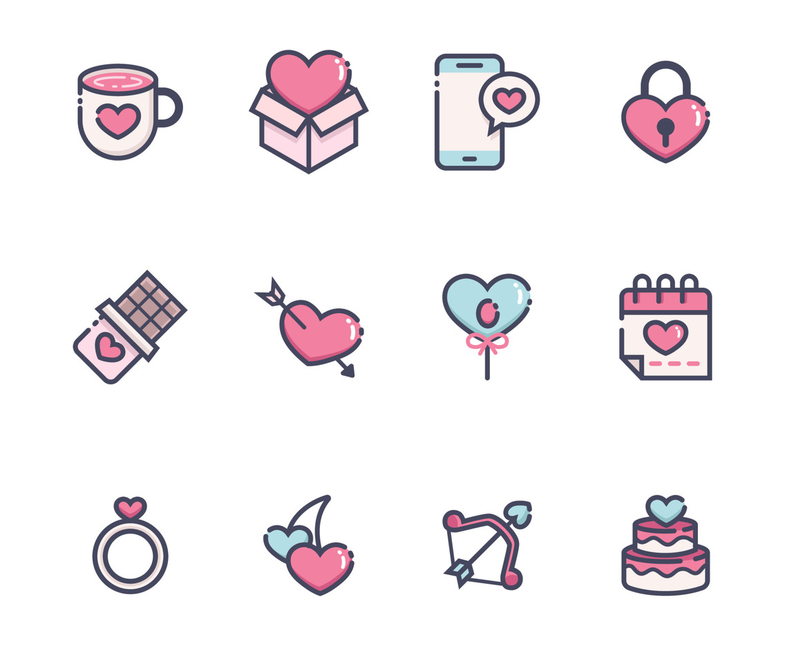 Set of Valentine Heart Icon