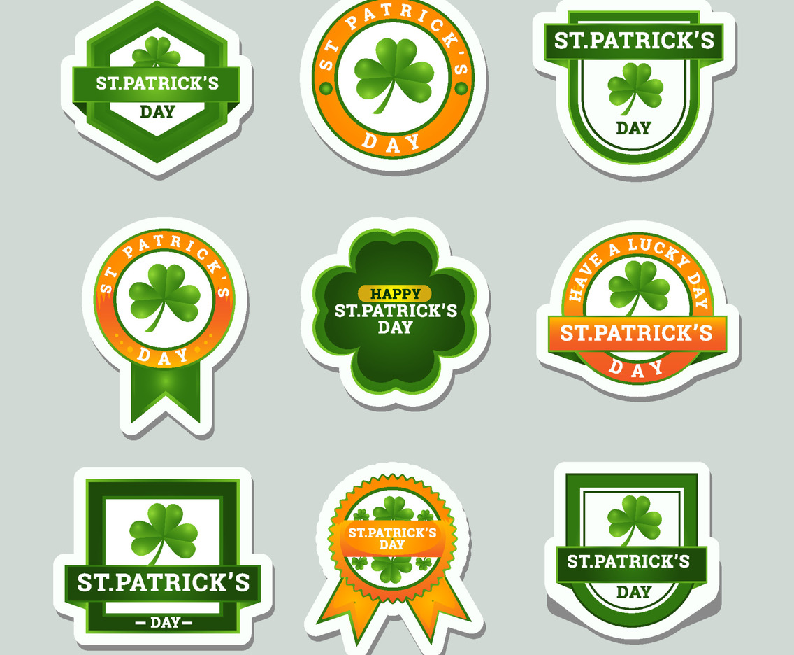 Modern Sticker Clover of St Patrick's Day