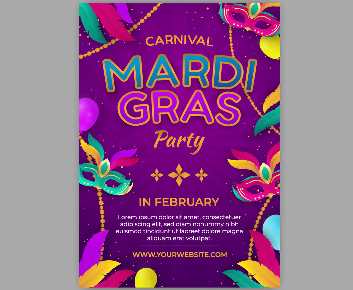 Template of Mardi Glas Mask Poster