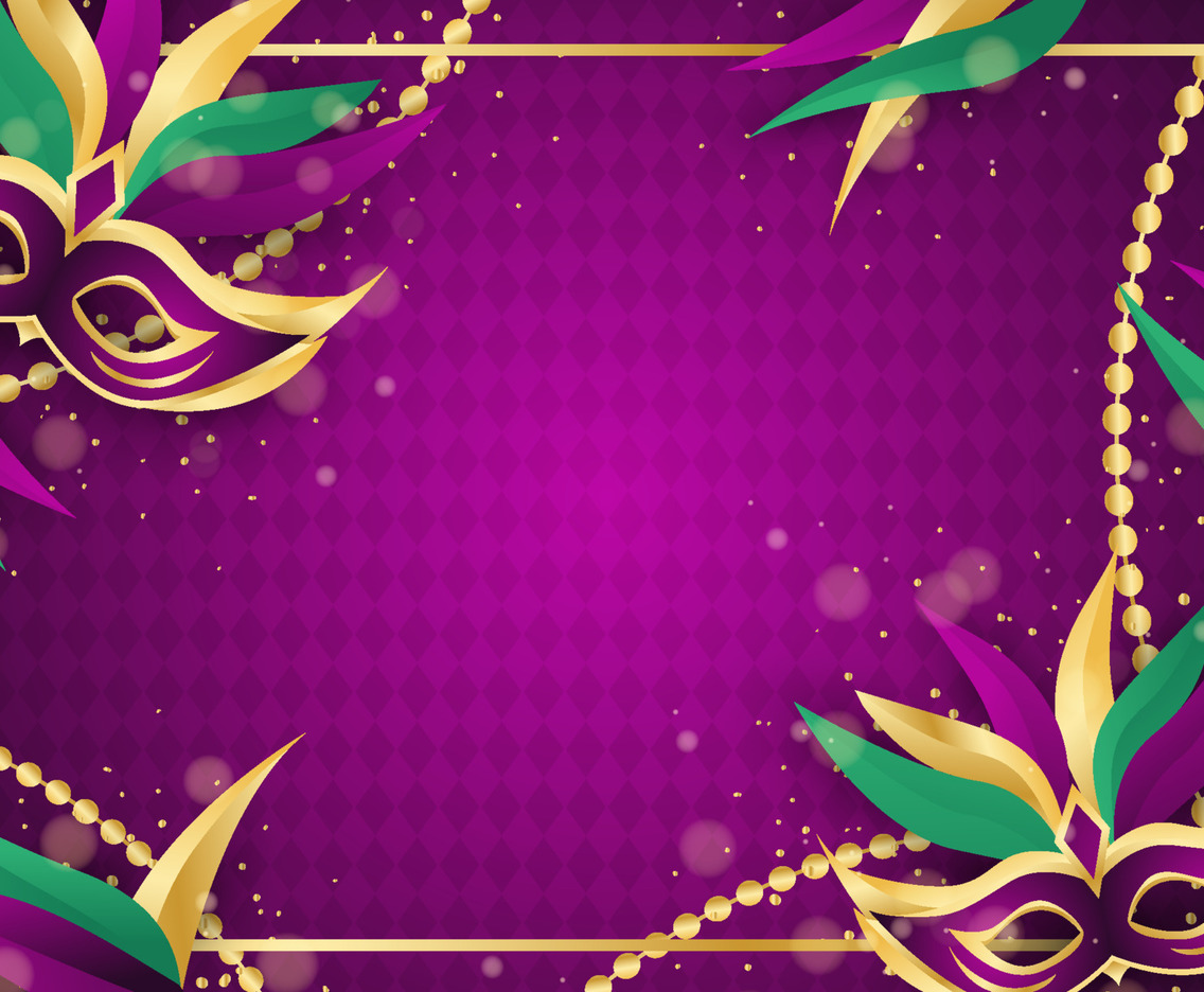 Background of Purple Mardi Grass Carnival Mask
