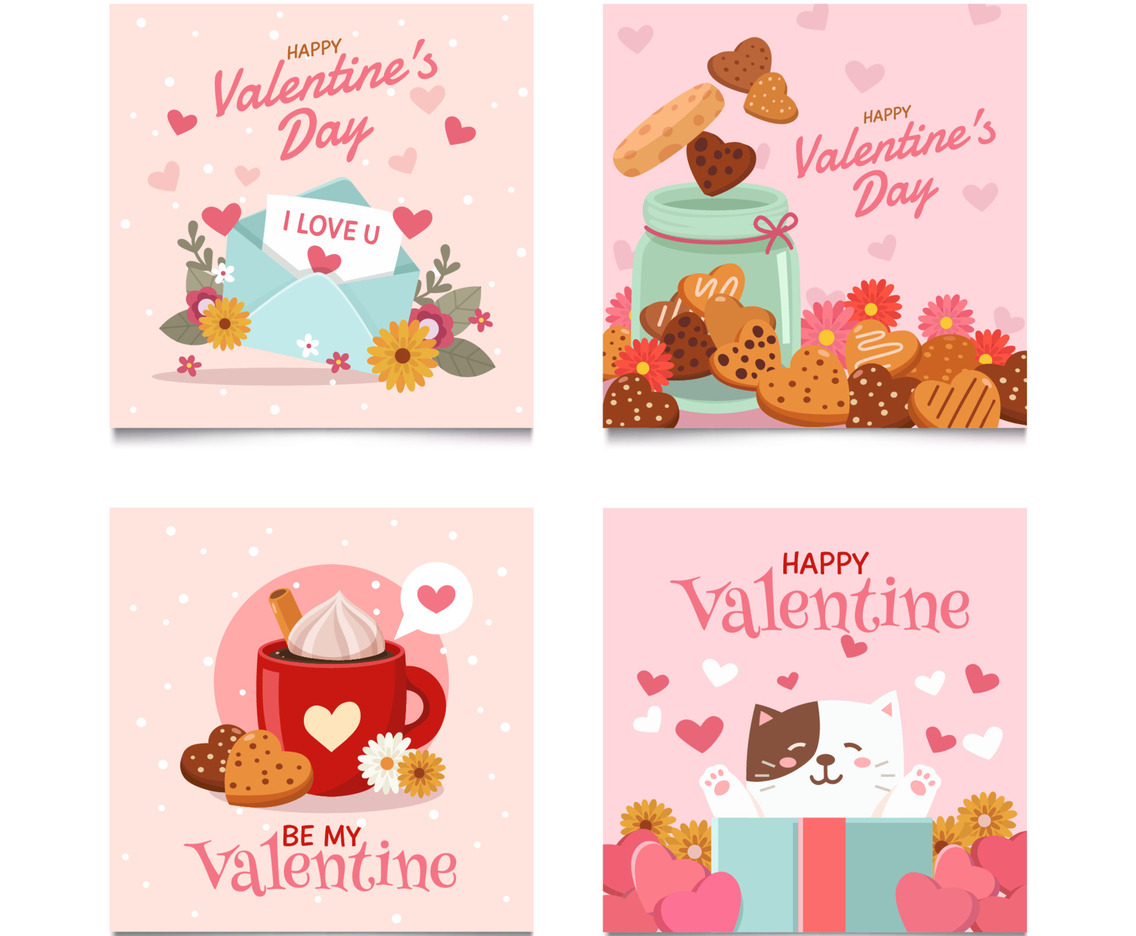 Set of Valentines Day Card