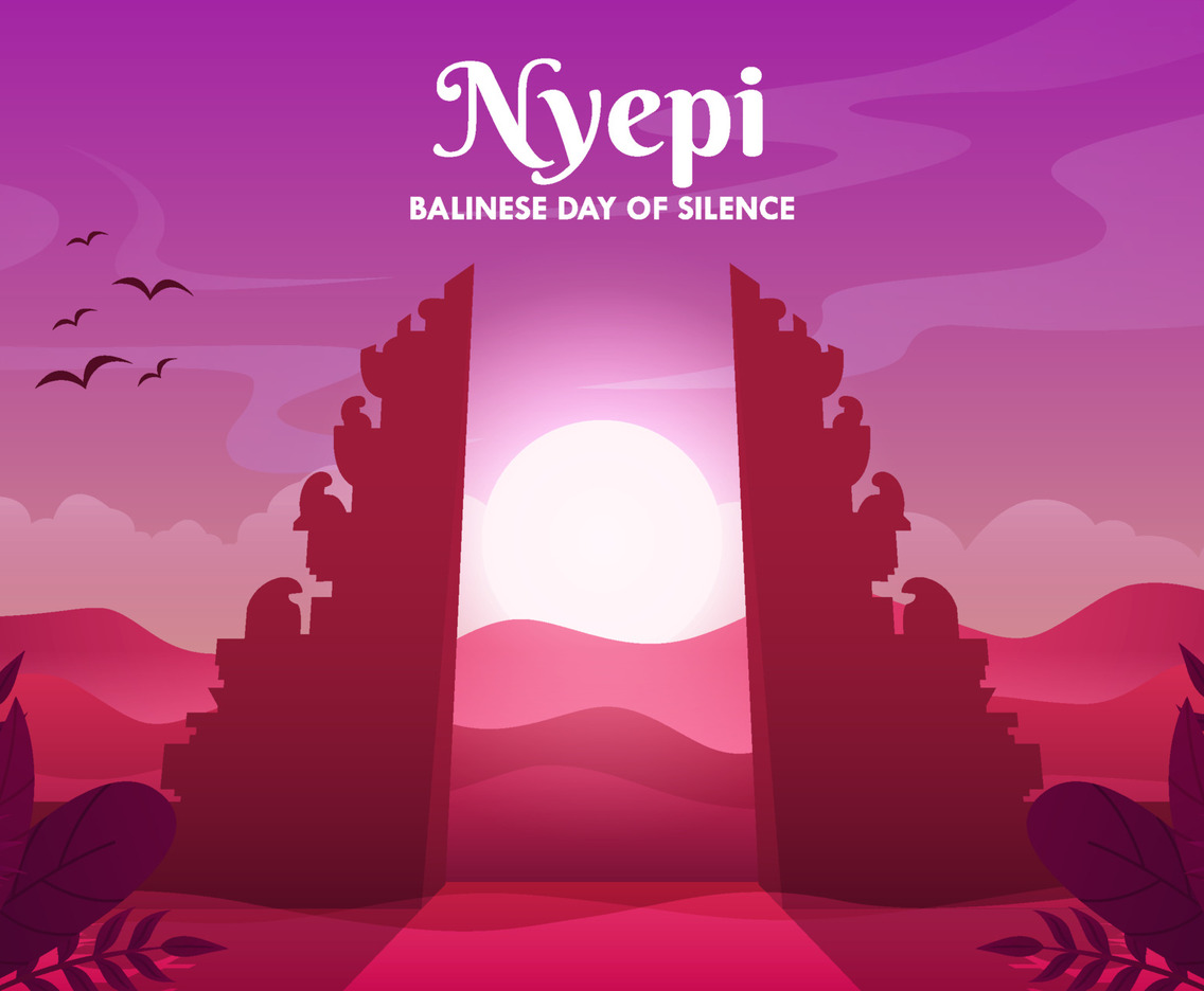 Balinese Day of Silence Background with Temple Gate