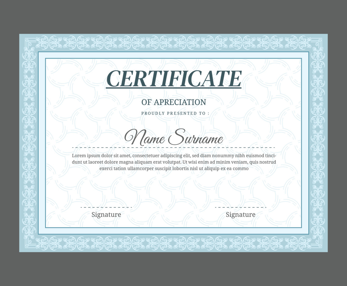 Certificate Template of Hand Drawn Ornamental Border