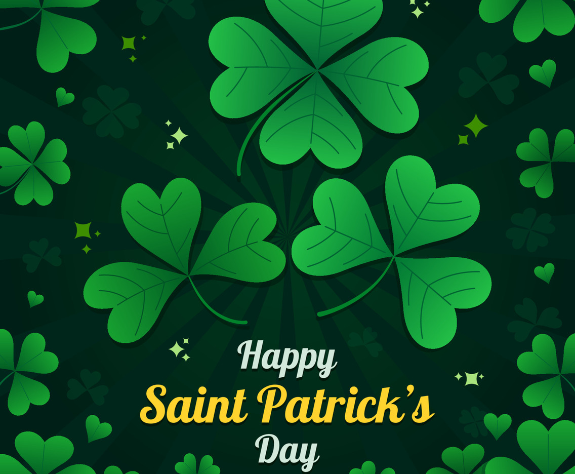 Three Green Shamrock Leaves For Luck