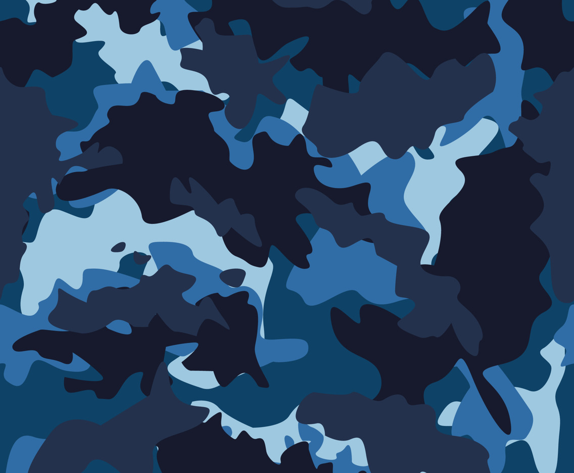 Deep Blue Ocean Army Camouflage Seamless Pattern