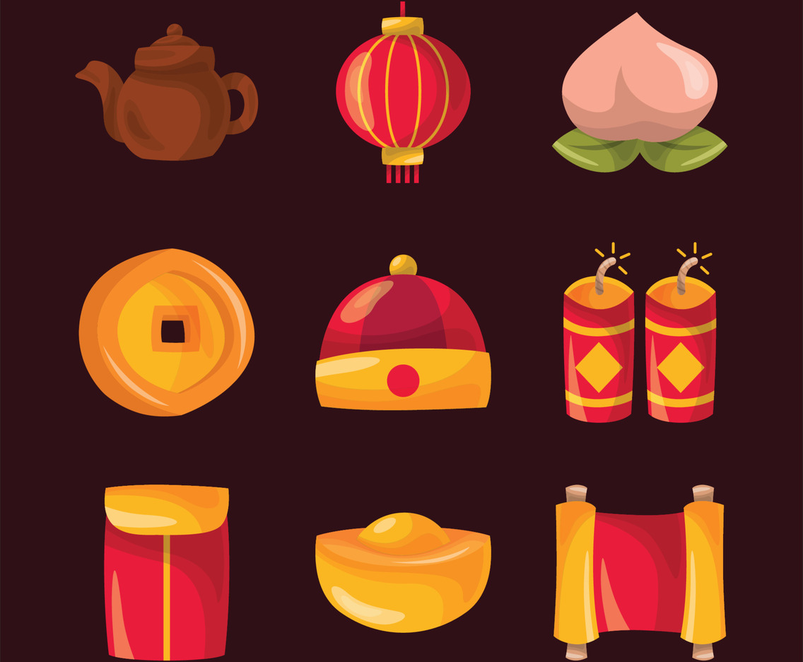 Chinese New Year Cute Doodle Icon Element Collection