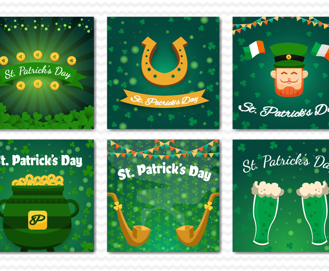 Set of St. Patrick Leprechaun Social Media