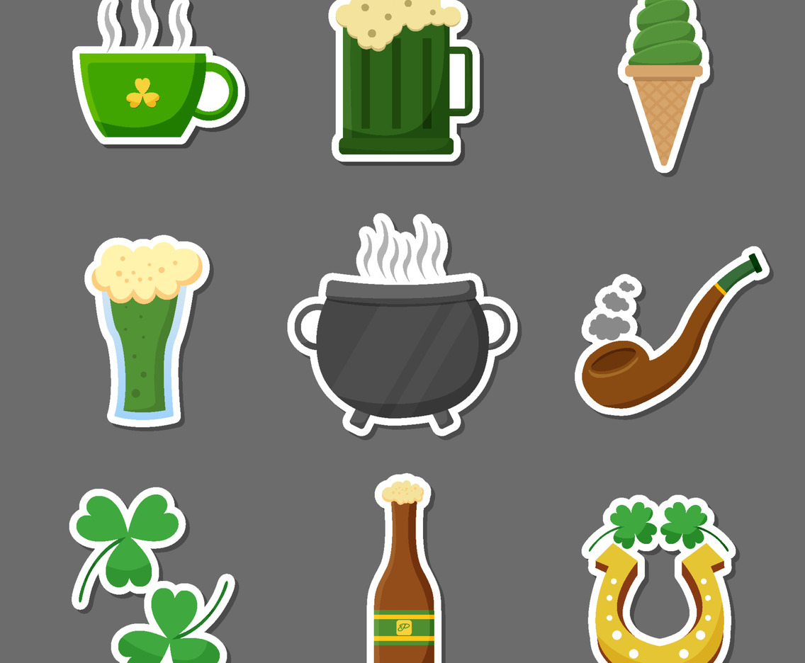Collection of St. Patrick Day Food Sticker Pack