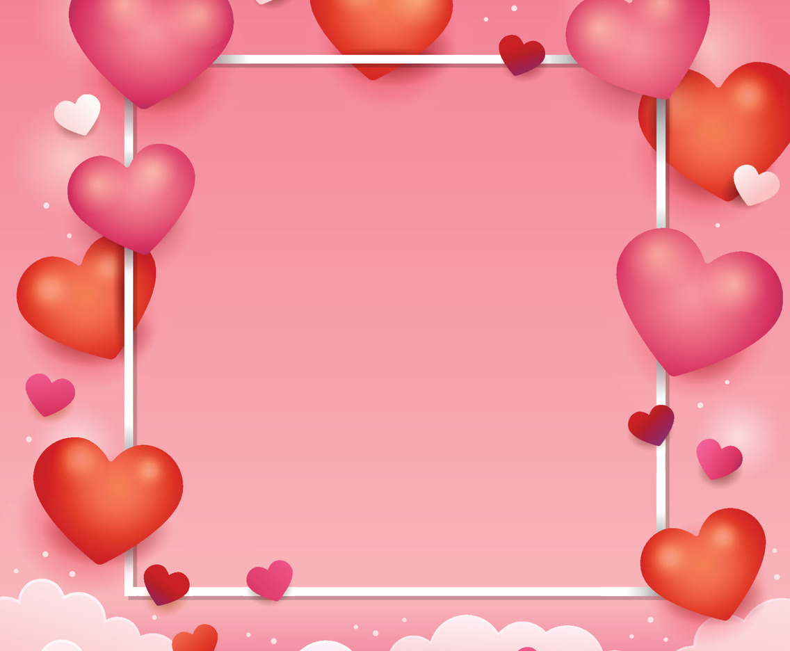 Pink Heart and Paper Cloud Background