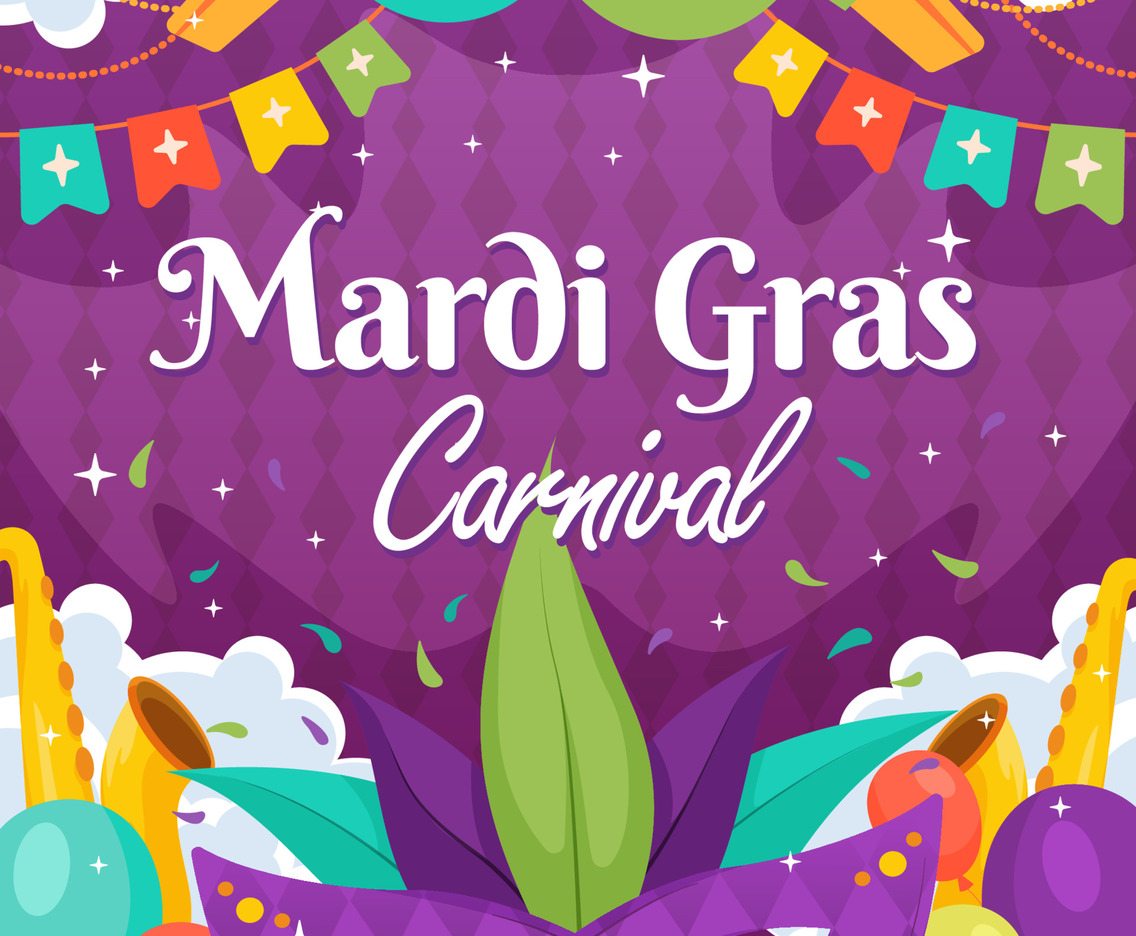 Celebrate Mardi Gras Carnival with Purple Mask