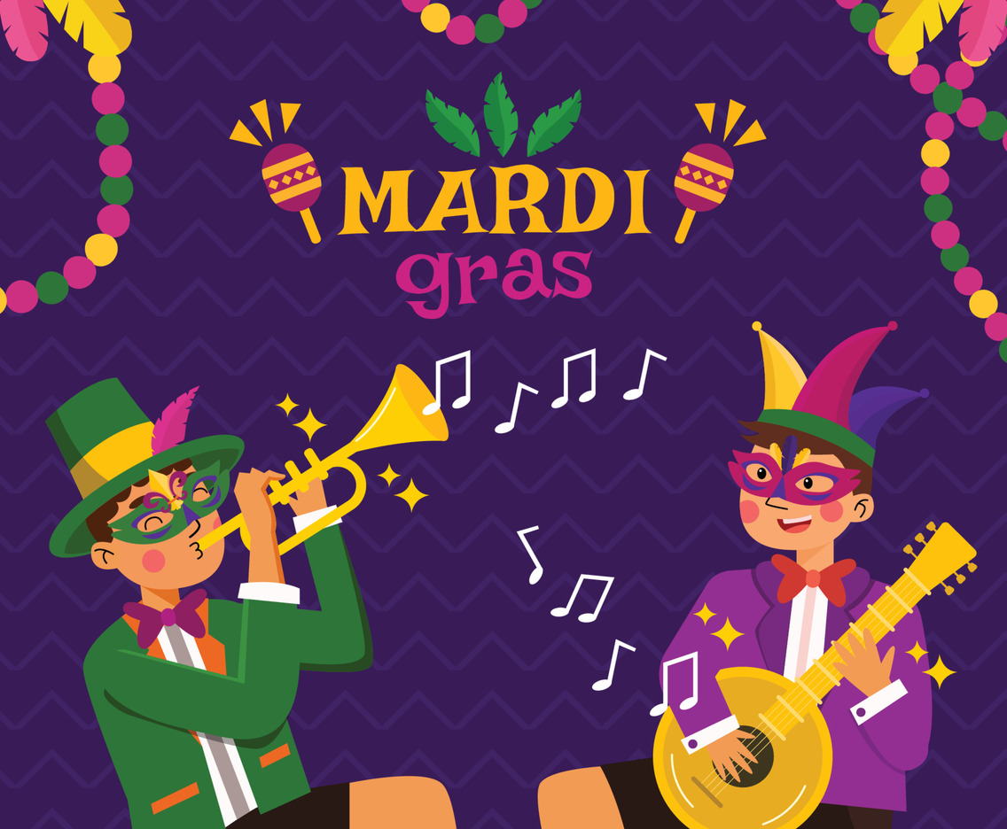 Two People Celebrate Music Carnival During Mardi Gras