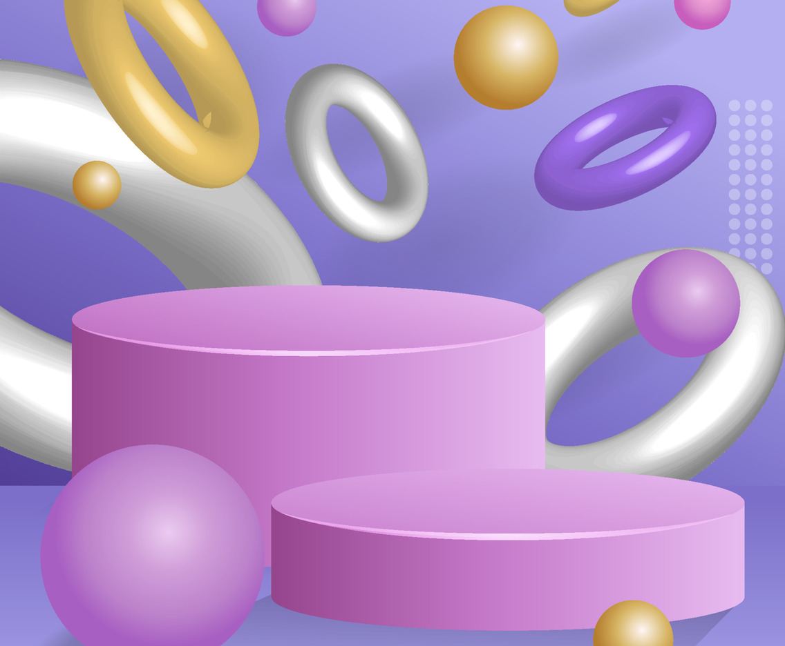 Abstract  Modern 3D doff Podium and Geometric Background