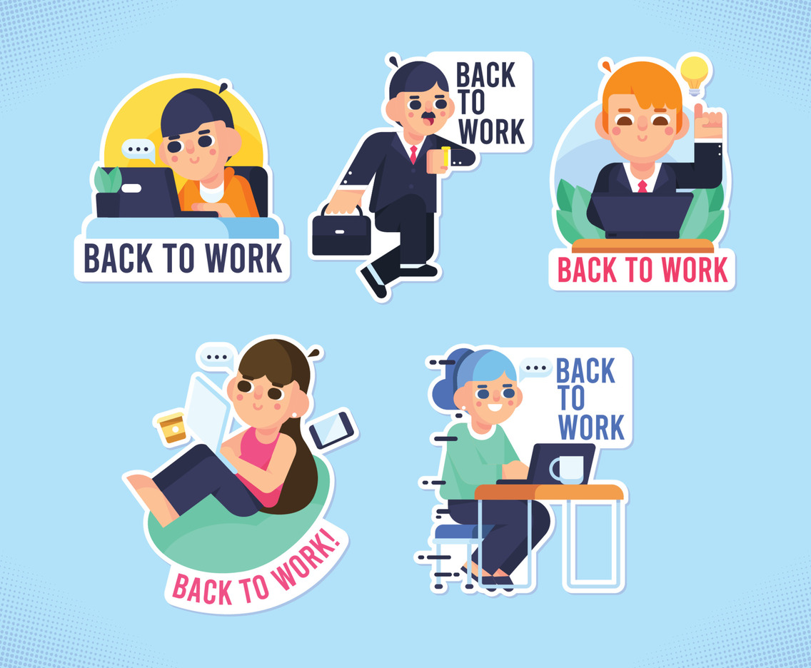Back To Work Characters Sticker