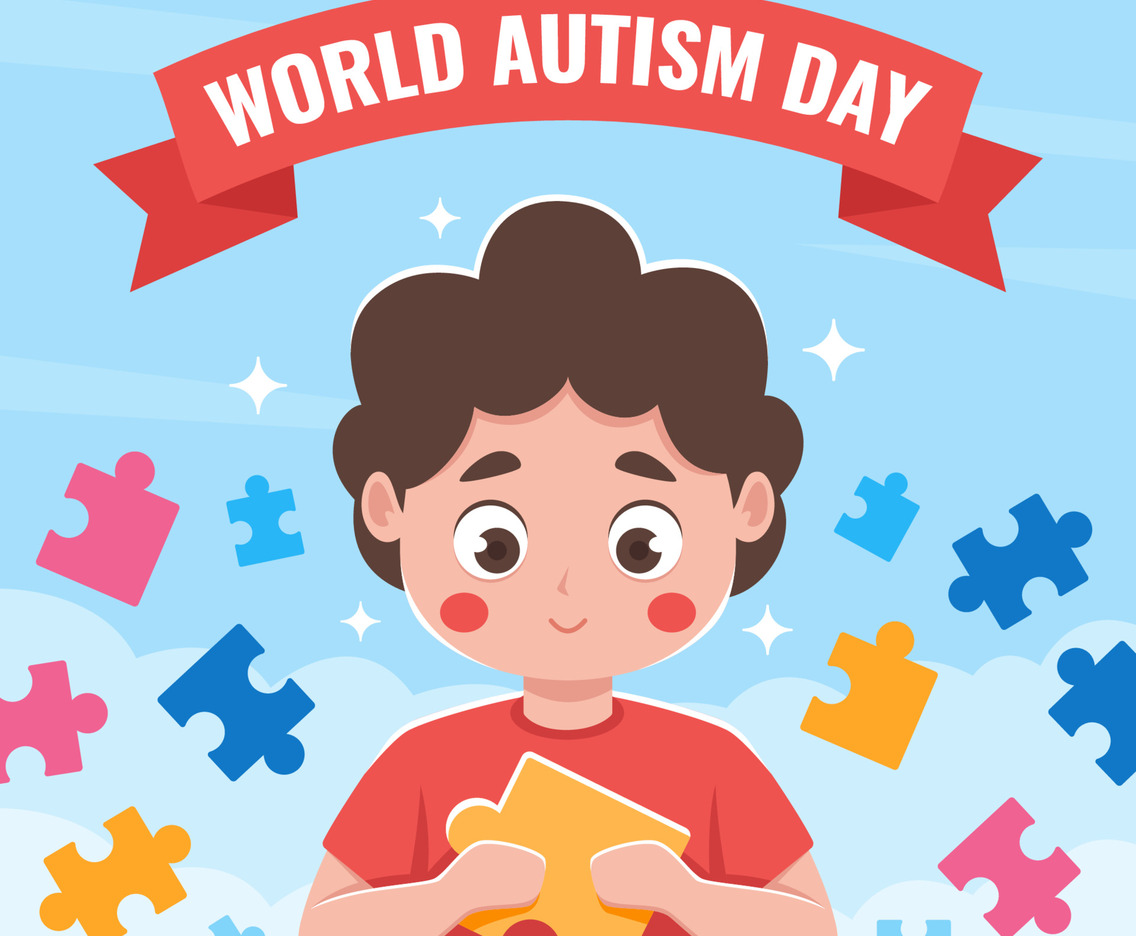 World Autism Day with Boy and Puzzle Pieces