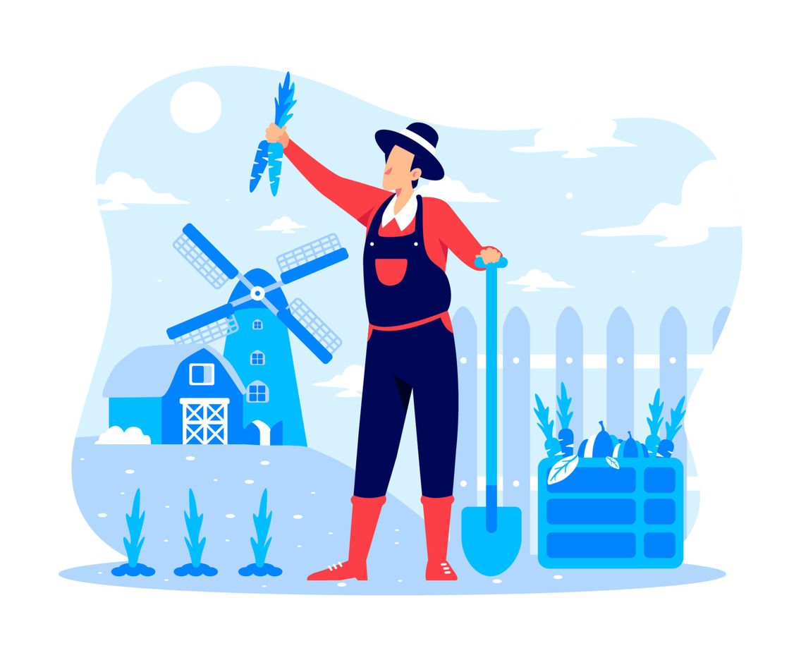Farmer Harvesting Crops