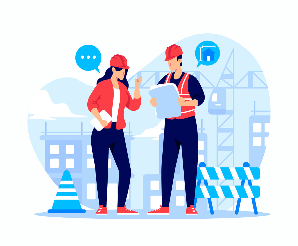 Engineer and Construction Worker Discussing Project