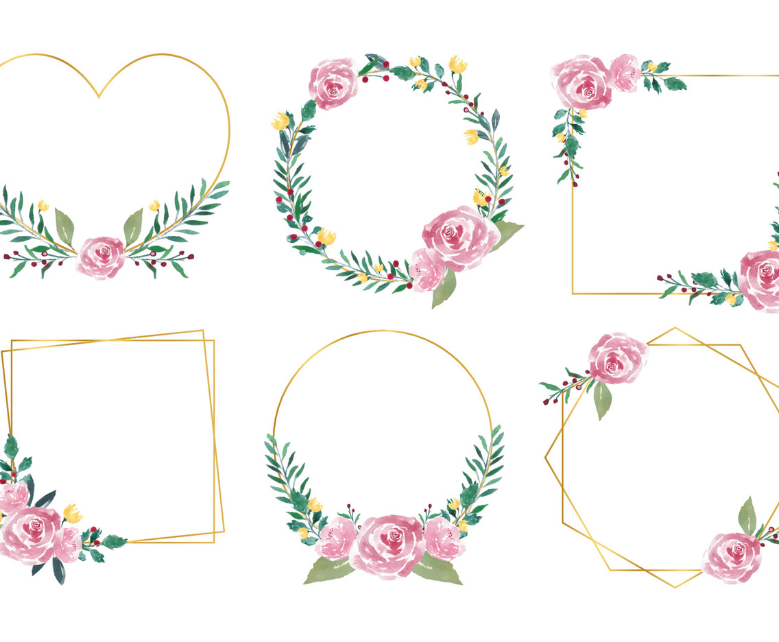 Beautiful Watercolor Floral Frame Collection
