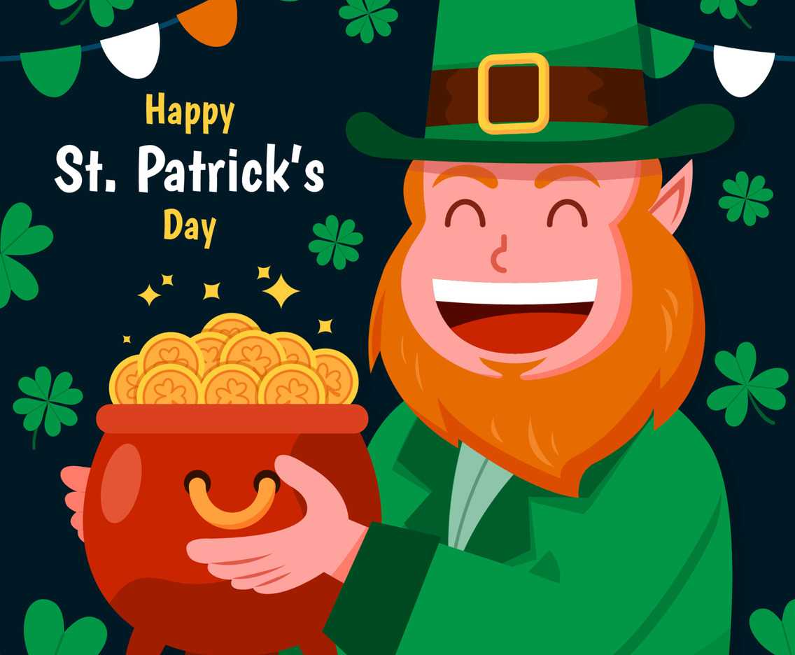 Leprechaun And Bucket Of Golden Coins