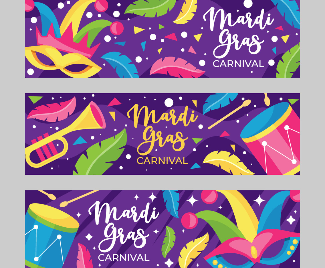 Mardi Gras Carnival Banner Set