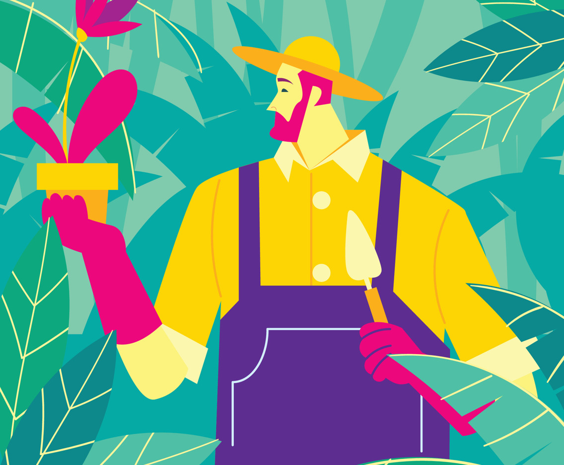 A Gardener with a Potted Plant