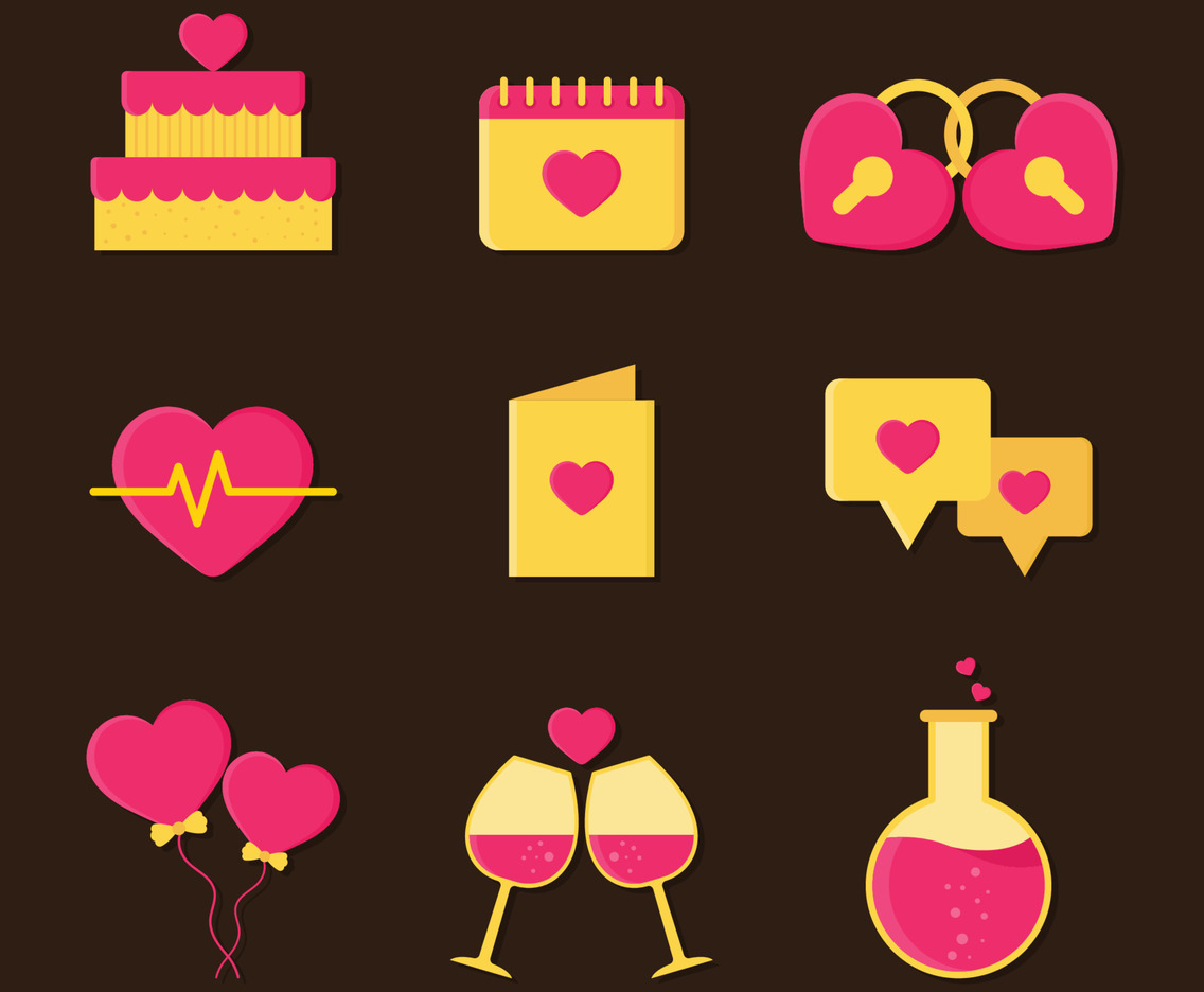 Set Of Hearts Valentines Day Element Icons