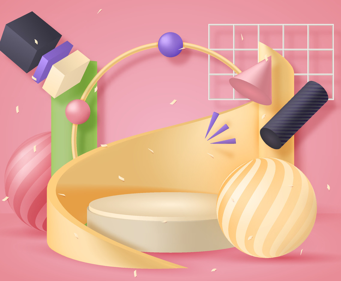 3D Abstract Background with Podium