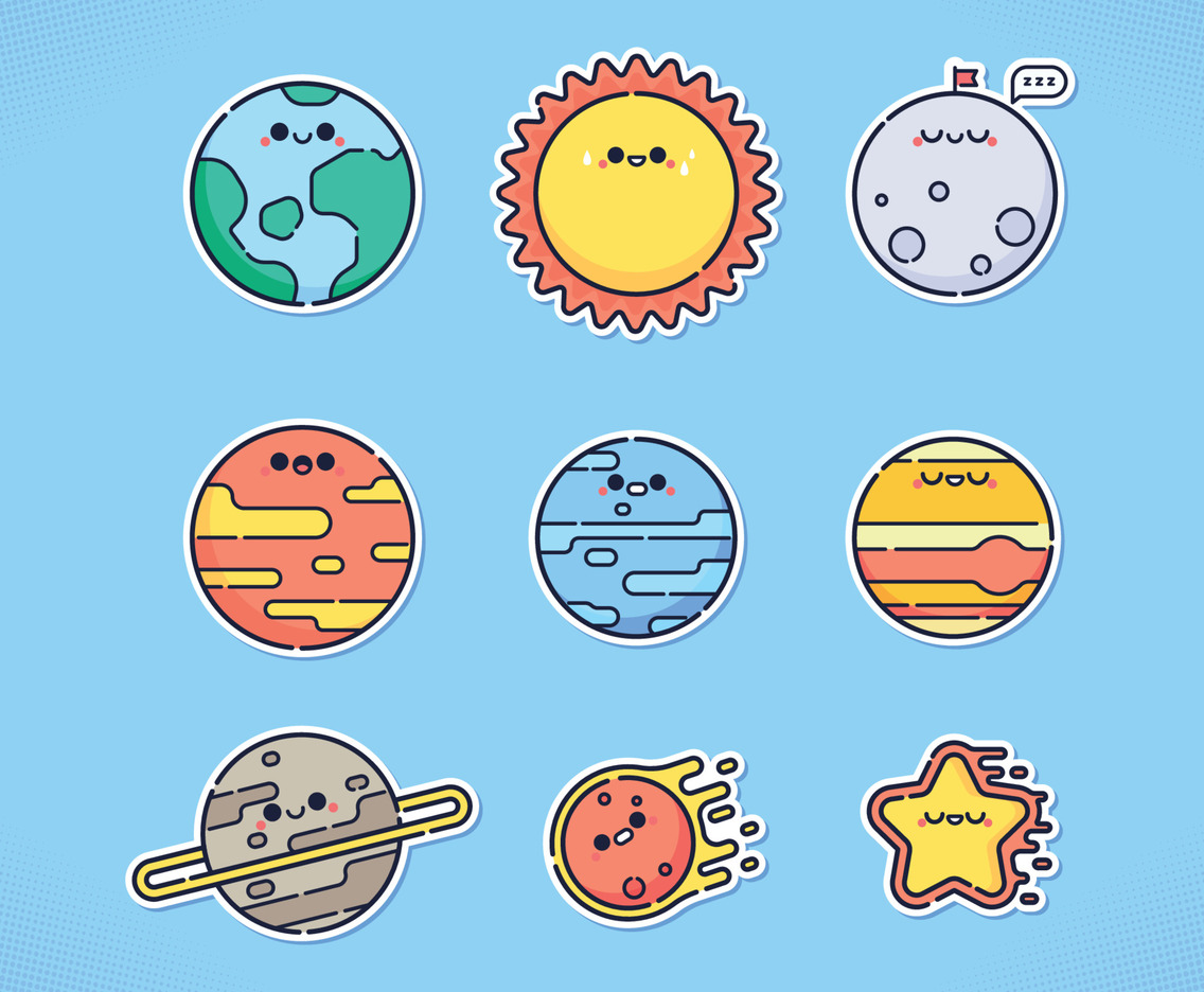Set of Cute Celestials