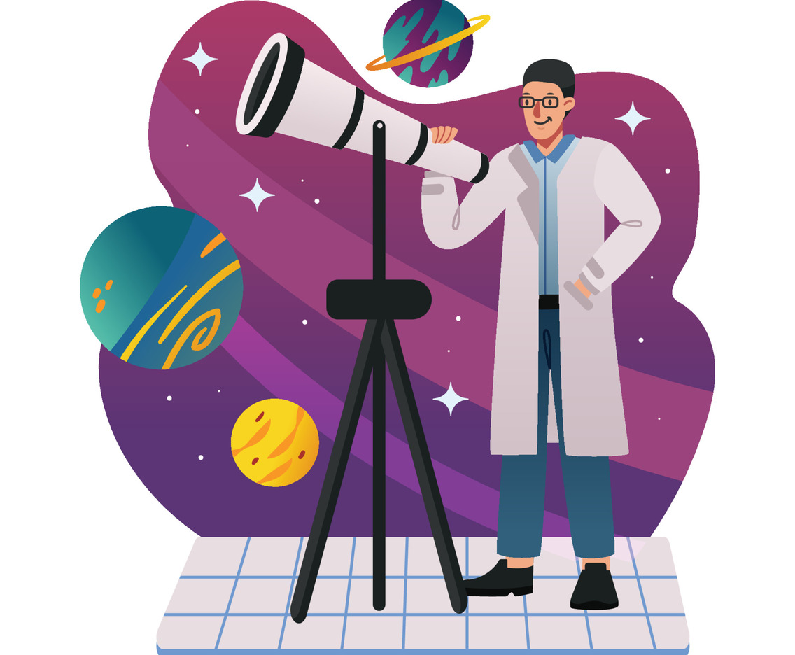 An Astrophysicyst Observing a Galaxy