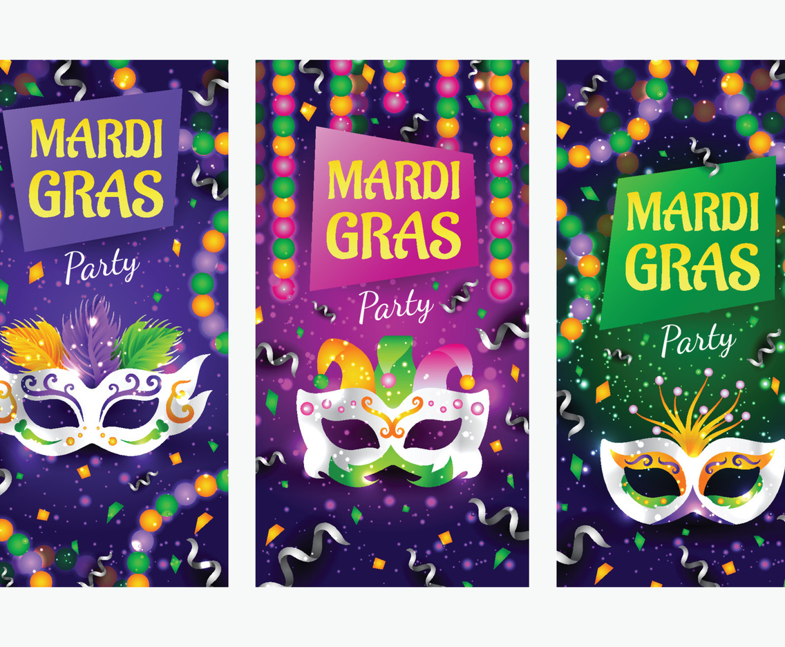 Mardi Gras Party Banner Template Set
