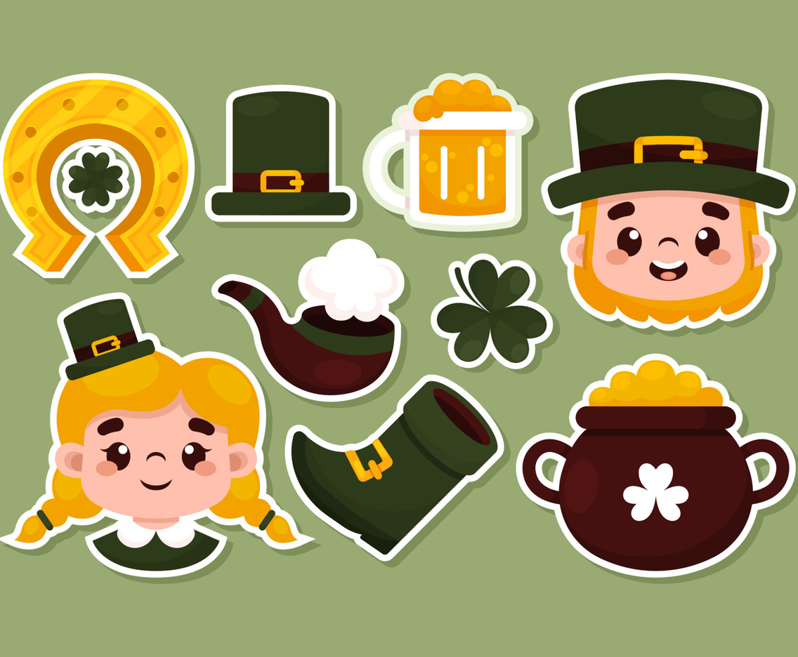 Cute Leprechaun Sticker Set