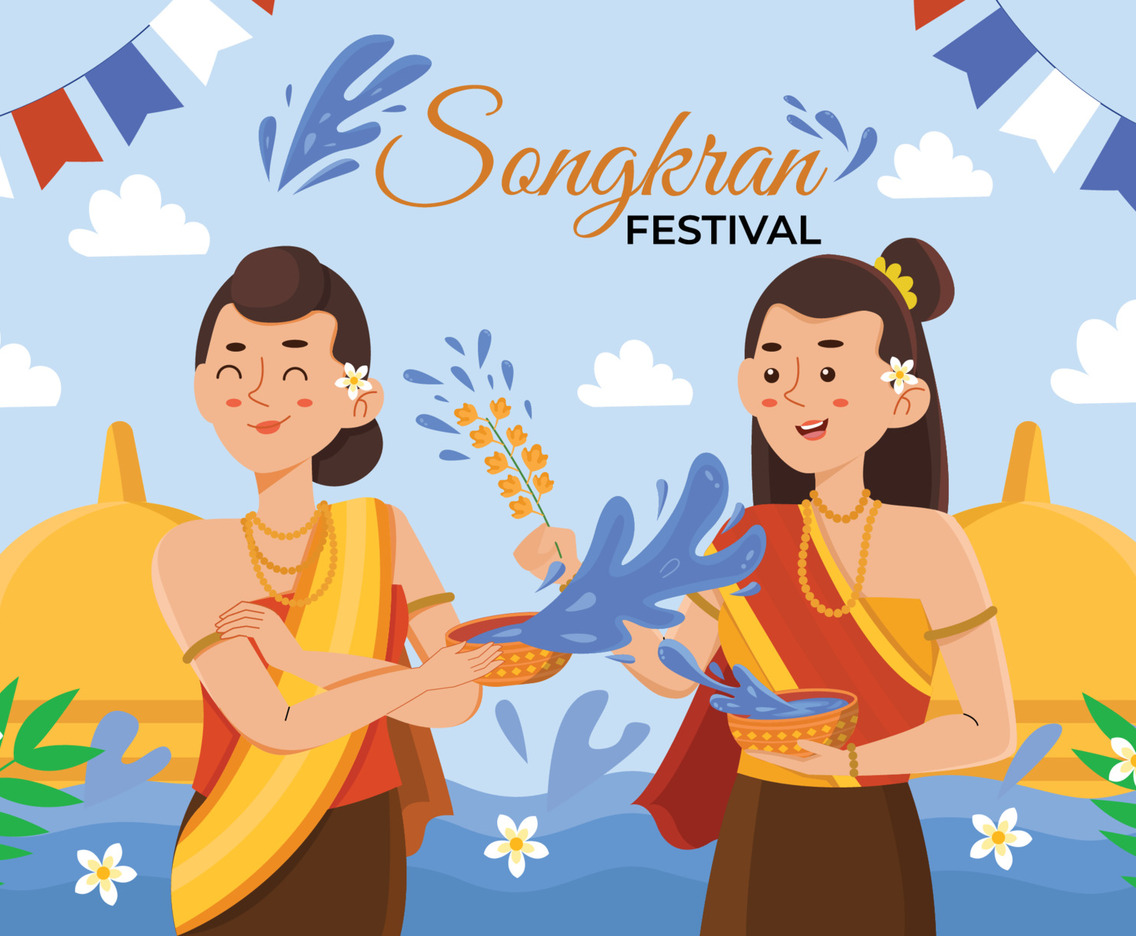 Two Woman Celebrate Songkran Festival