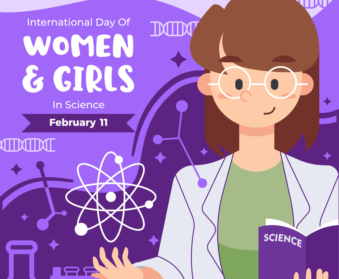 Flat International Day of Women and Girls in Science Concept