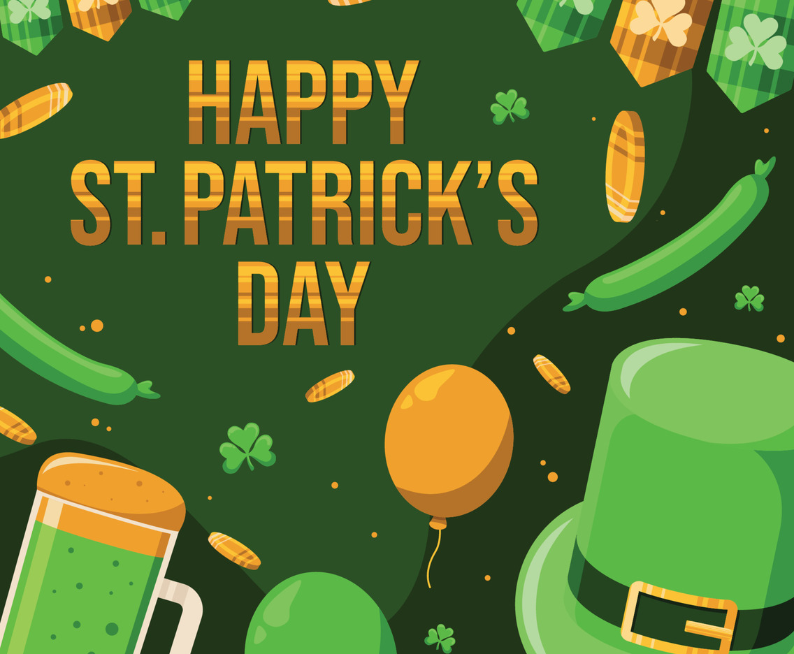 St. Patrick's Day Hat With Flag Chain Irish Color And Balloon
