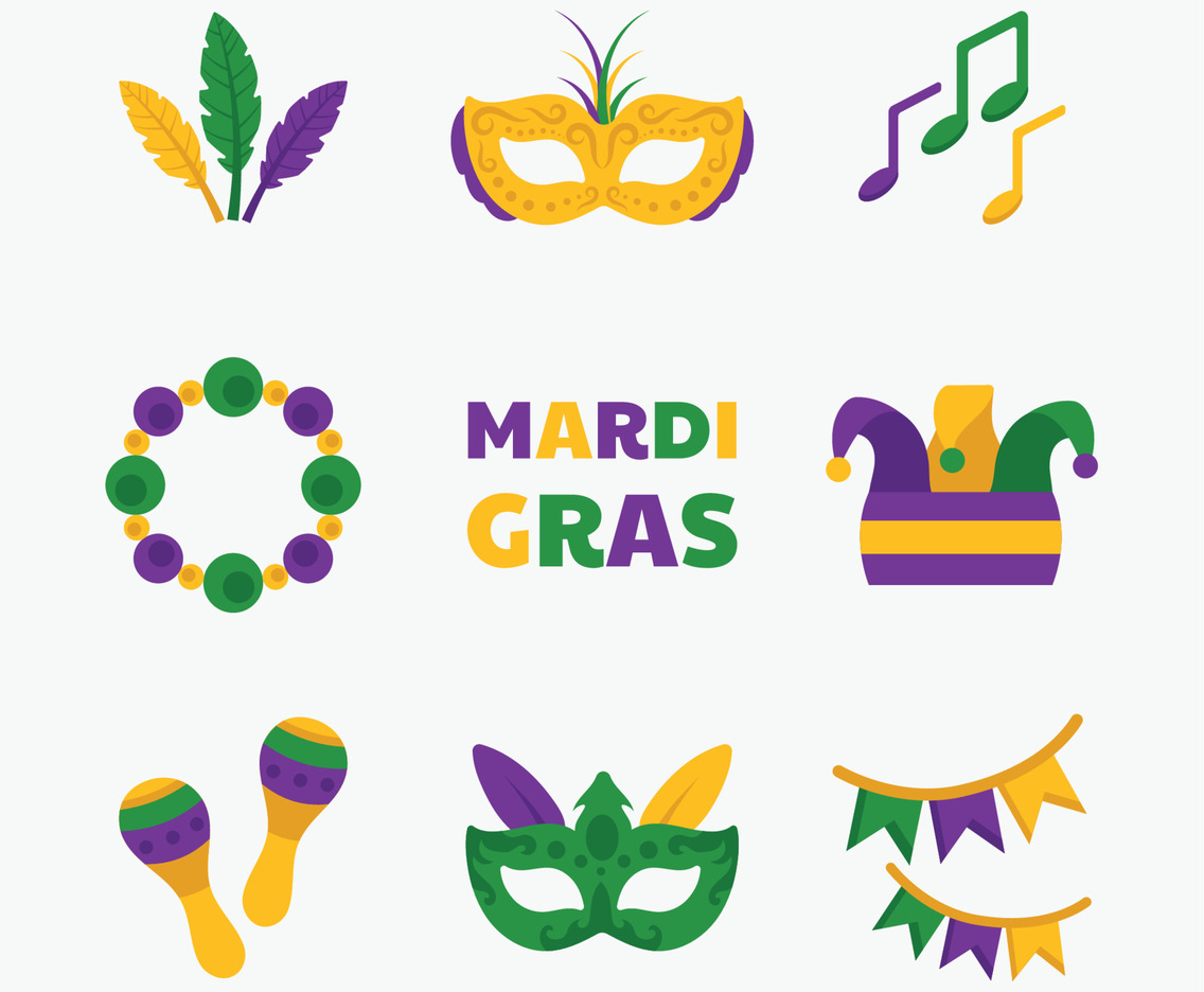 Mardi Gras Icon Template Set