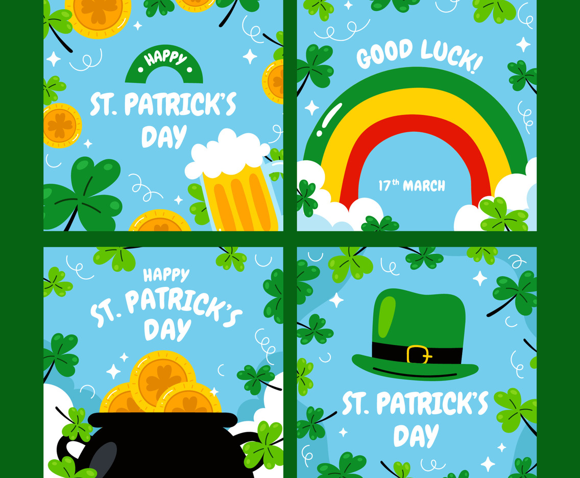Hand Drawn Clover Card Set