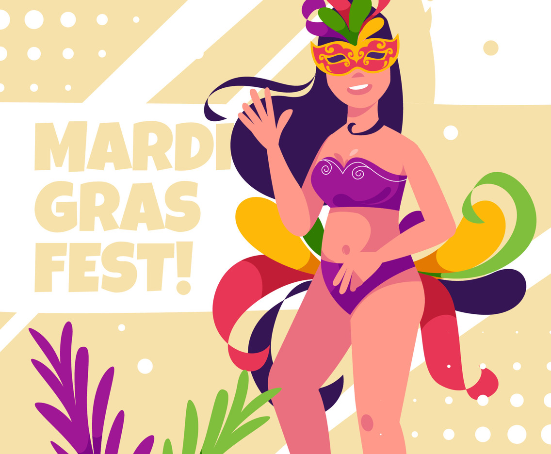 Mardi Gras Carnival With Women Wearing Costume