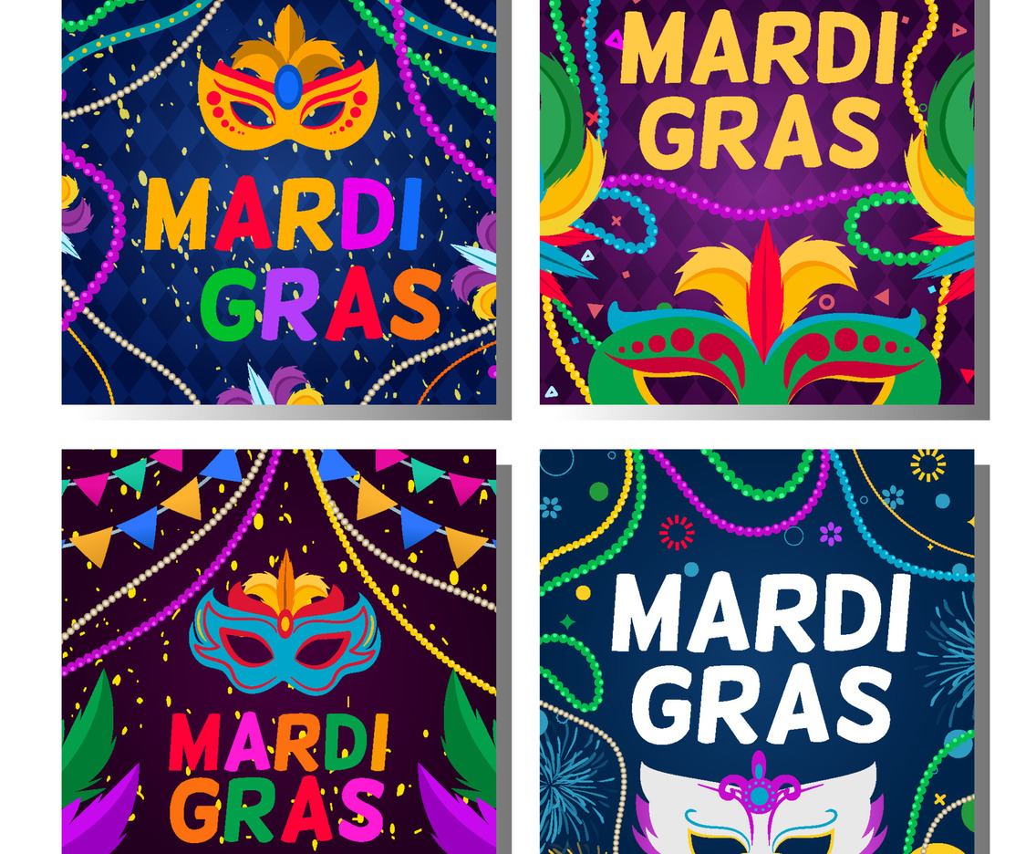 Mardi Gras Mask and Beads Social Media