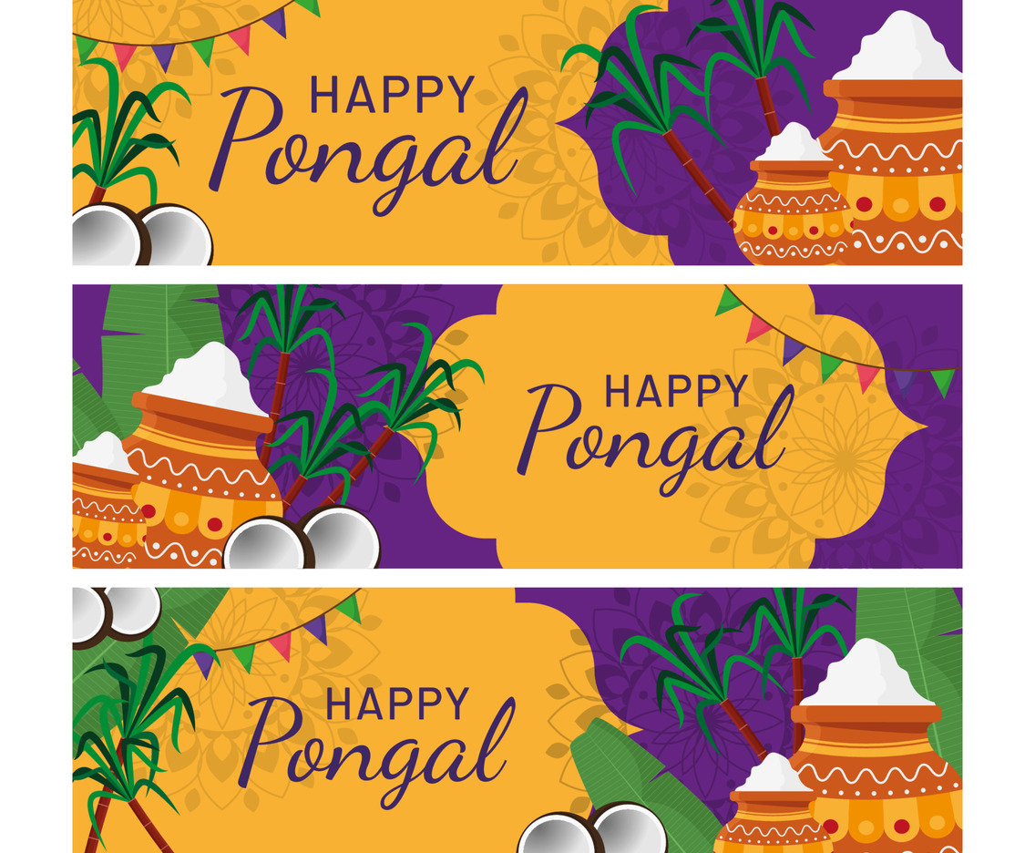 Colorful Happy Pongal Banner Collection
