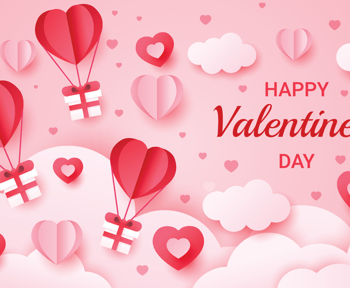 Happy Valentine's Day Concept Paper Cut Style