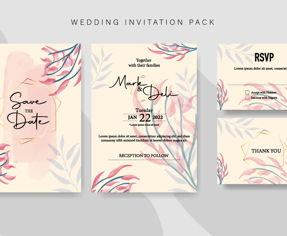 Botanical Watercolor Wedding Invitation Template