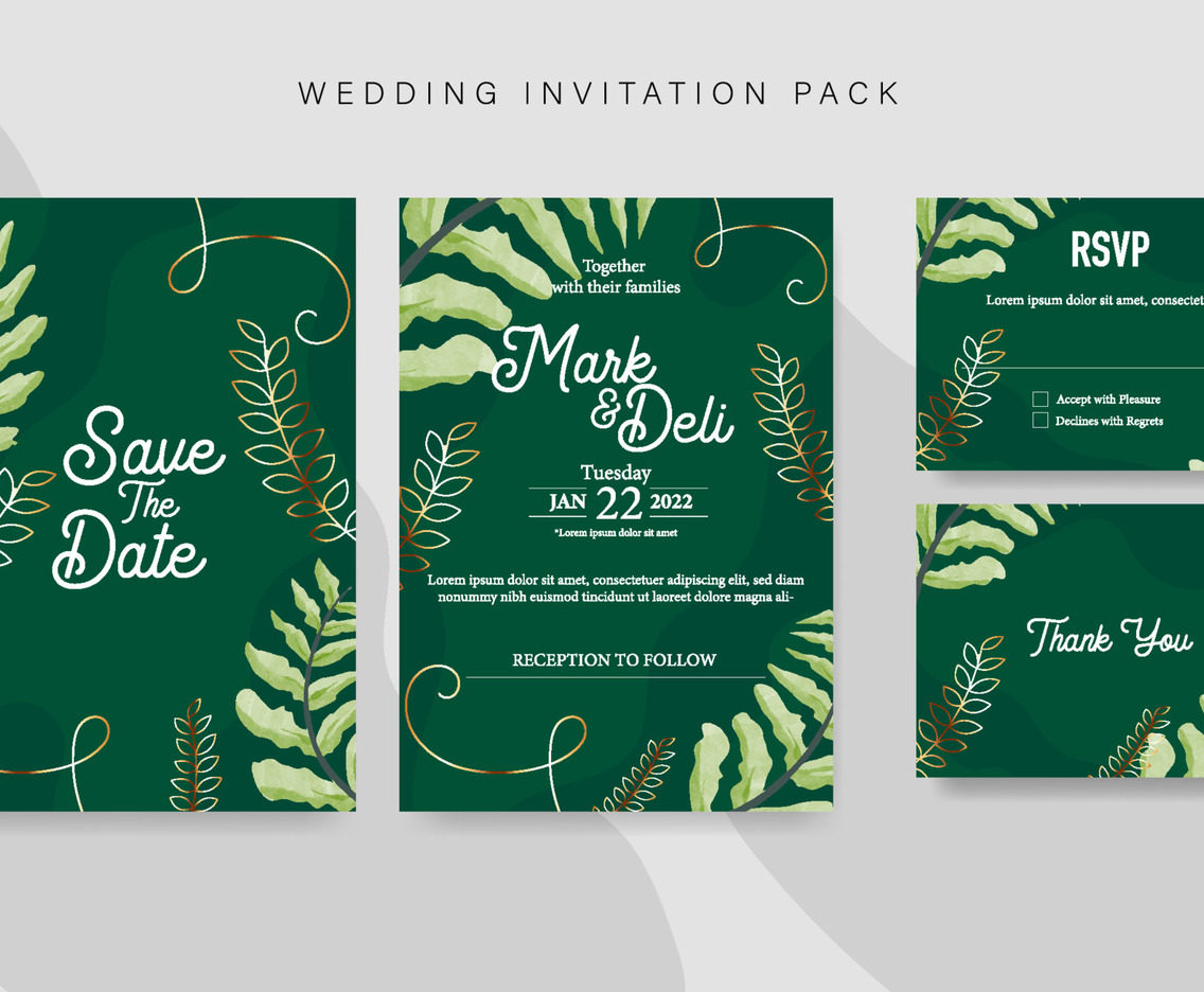 Greenish Modern Wedding Invitation Template