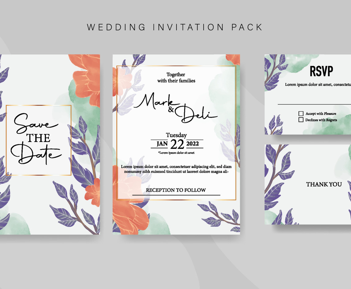 Suede Color Wedding Invitation Template