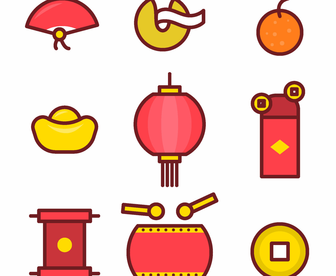Chinese New Year Gong Xi Fa Cai Icon Collection